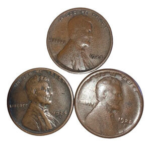 3/$25 1925 PDS Lincoln Wheat Cent Coin Set- All mint marks- high grade